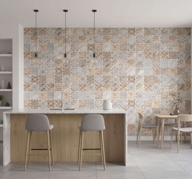 Papel de parede para cozinha cemento "laranja" - TenStickers