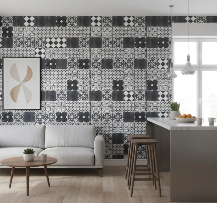 Papel de parede para cozinha cimento "ardesia" - TenStickers