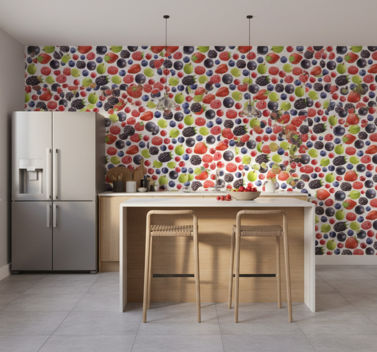Papel de parede para cozinha coleção frutas silvestres - TenStickers