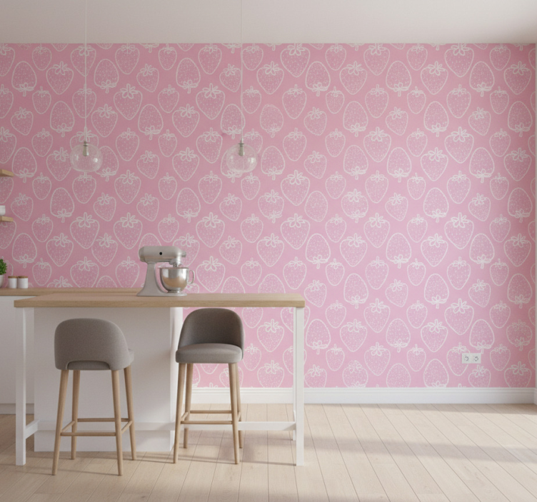 Papel de parede para cozinha com estampa de morango - TenStickers