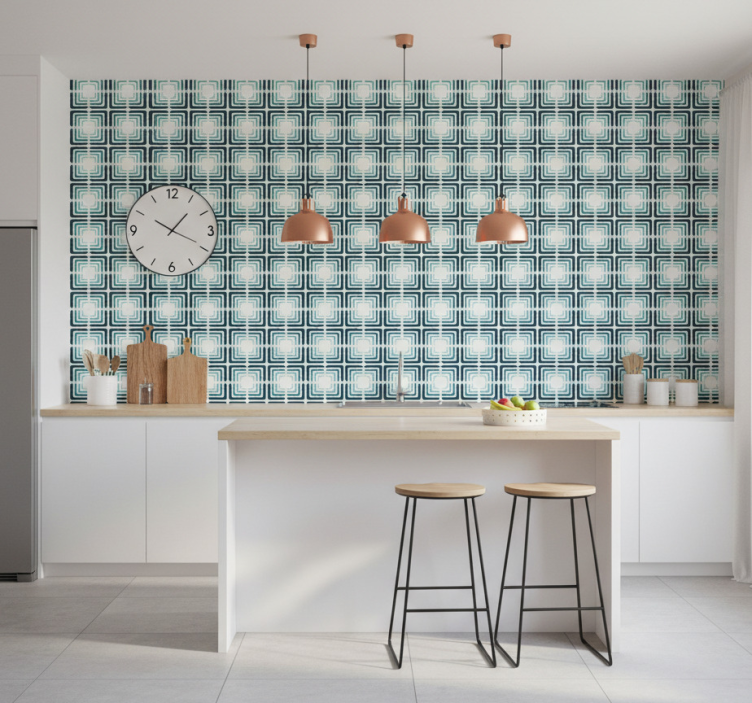 Papel de parede para cozinha com formas abstratas - TenStickers