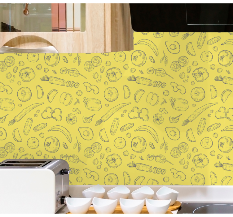 papel de parede para cozinha esboços frutíferos - TenStickers