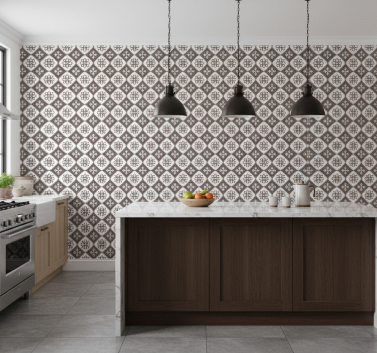 Papel de parede para cozinha estilo azulejos portugueses - TenStickers