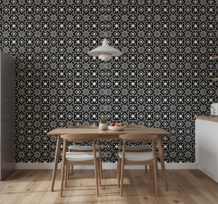 Papel de parede para cozinha estilo preto e branco - TenStickers