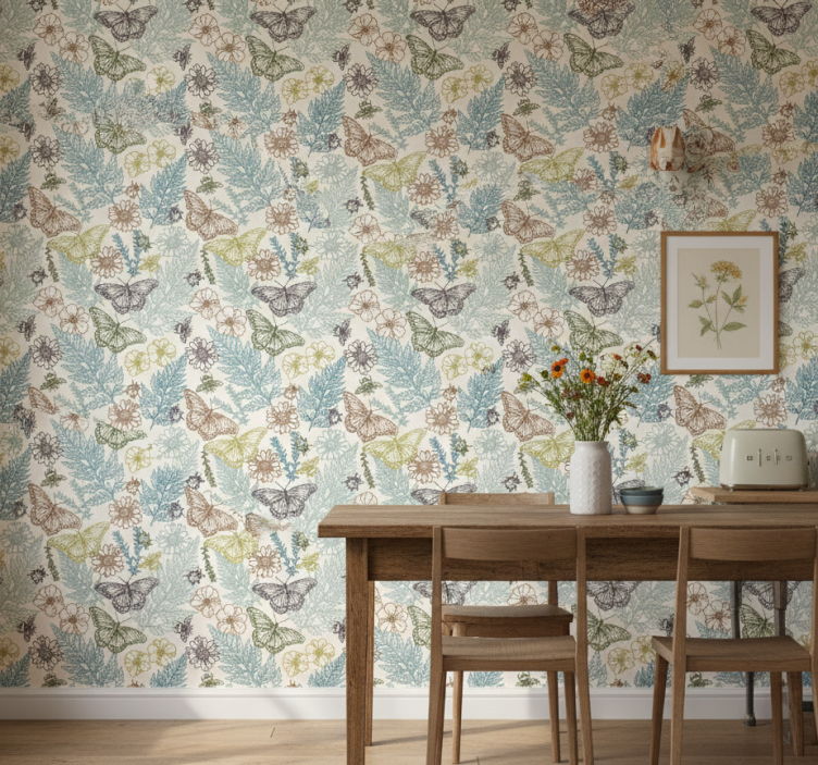 Papel de parede para cozinha floral vintage - TenStickers