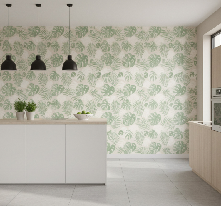 Papel de parede para cozinha folhas botânicas tropicais - TenStickers