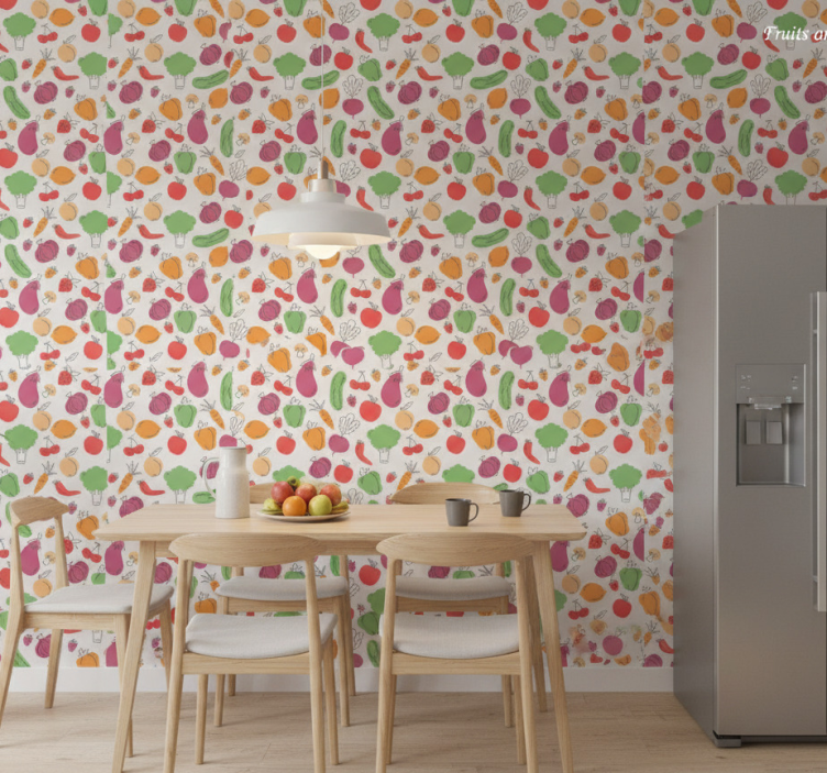 Papel de parede para cozinha frutas e verduras - TenStickers