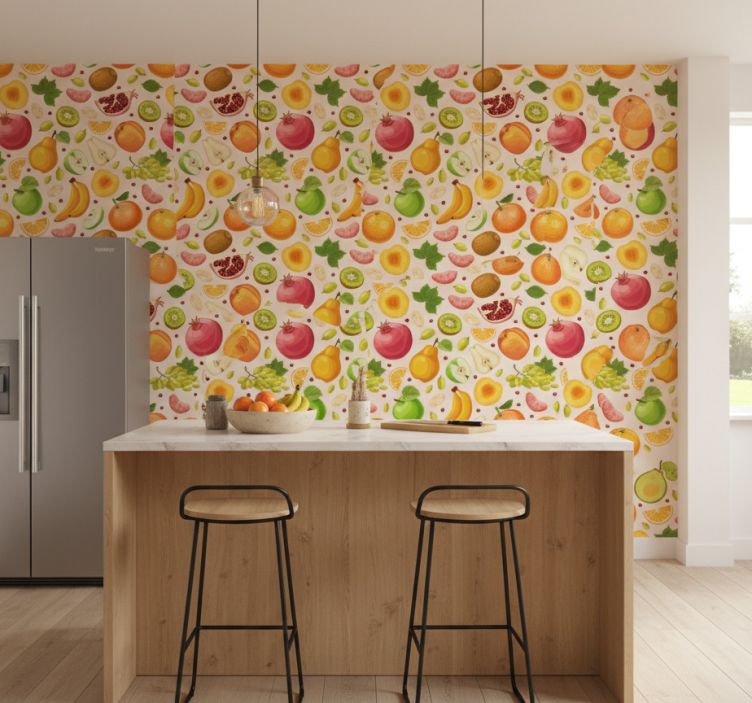 Papel de parede para cozinha mistura de frutas coloridas - TenStickers