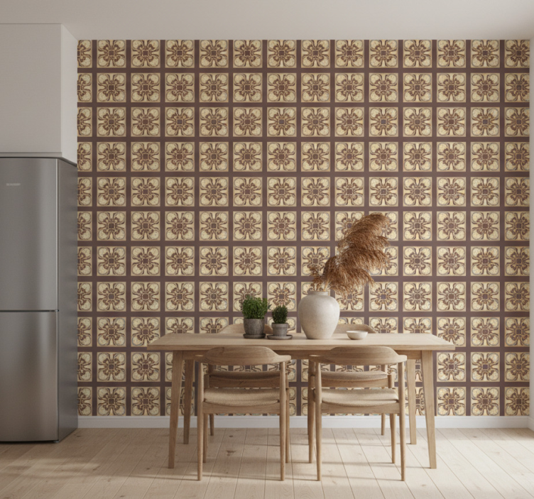 Papel de parede para cozinha padrão de azulejo - TenStickers