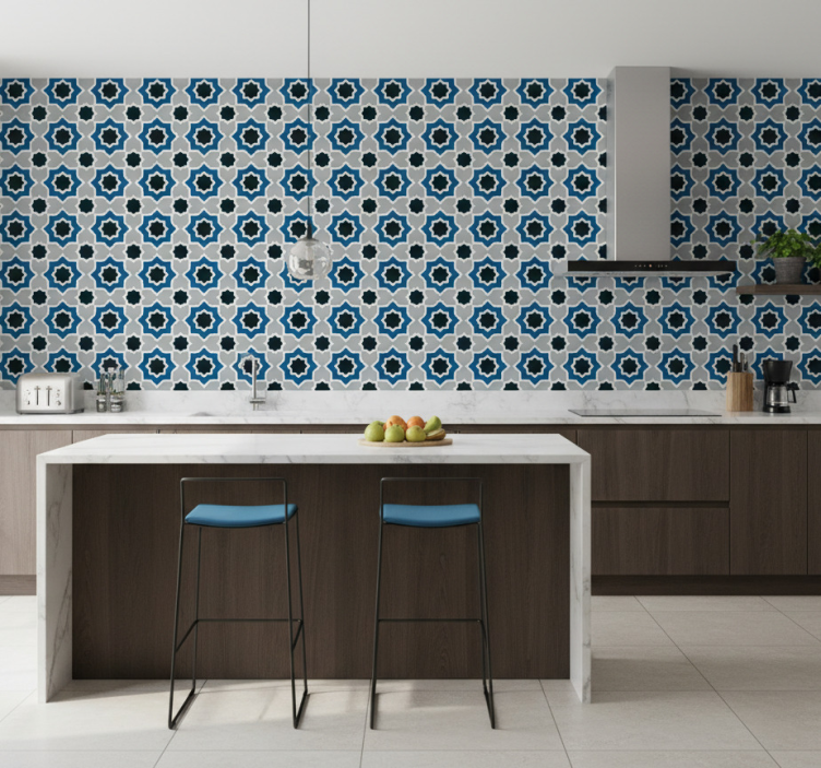 Papel de parede para cozinha padrão geométrico islâmico - TenStickers