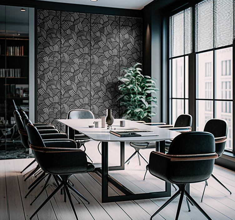 papel de parede escritorio riscas curvadas - TenStickers