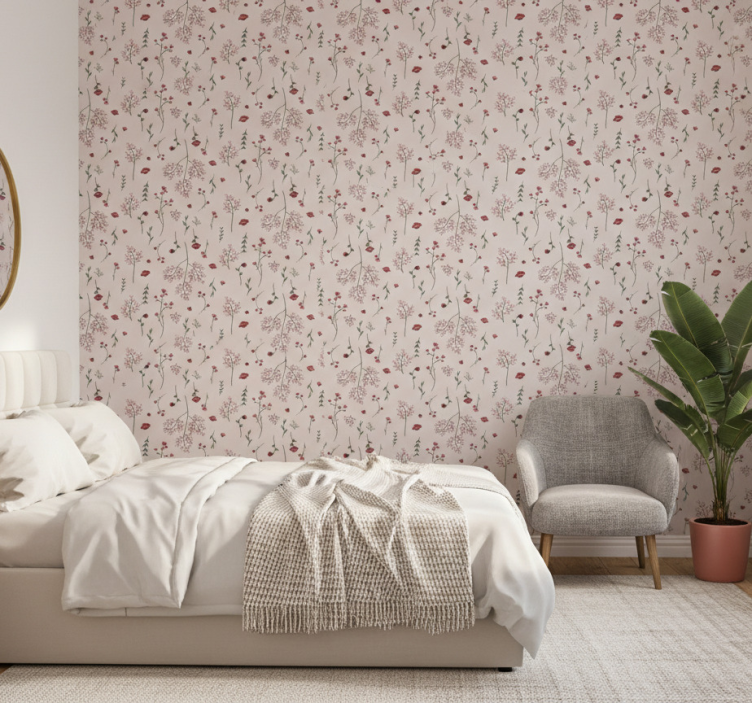 Papel de parede para quarto com estampa floral - TenStickers