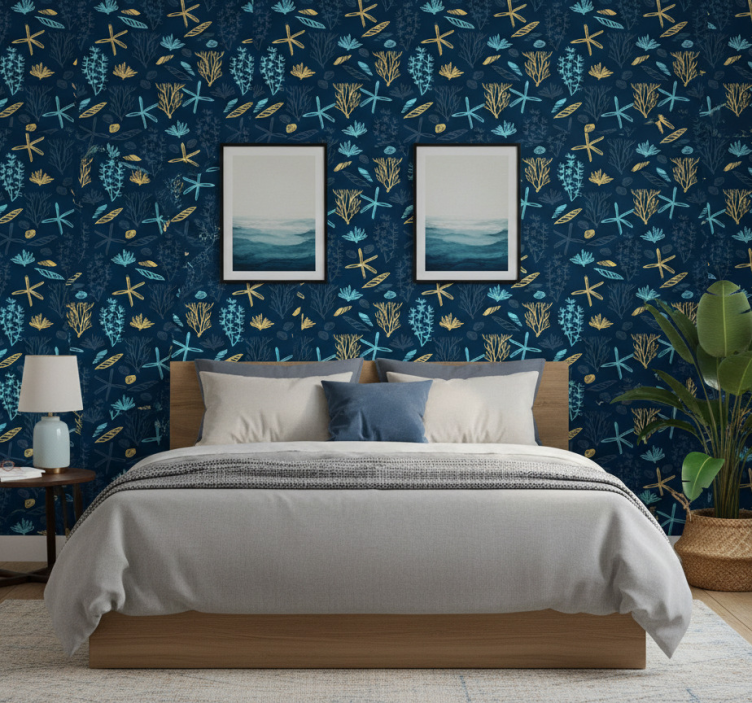 Papel de parede para quarto com estampa inspirada em coral - TenStickers