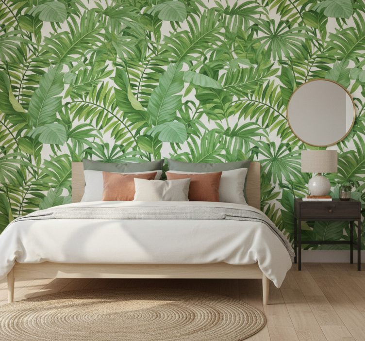 Papel de parede para quarto com motivo folhas tropicais - TenStickers