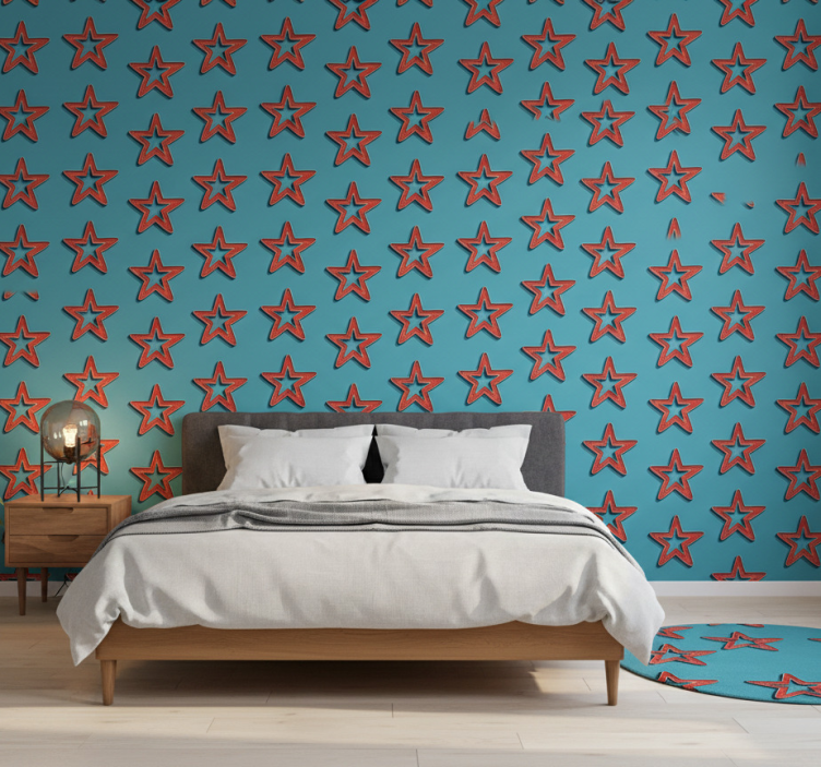 Papel de parede para quarto com padrão de estrelas retrô - TenStickers