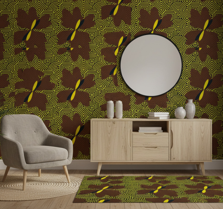 Papel de parede para quarto estilo africano marrom e amarelo - TenStickers