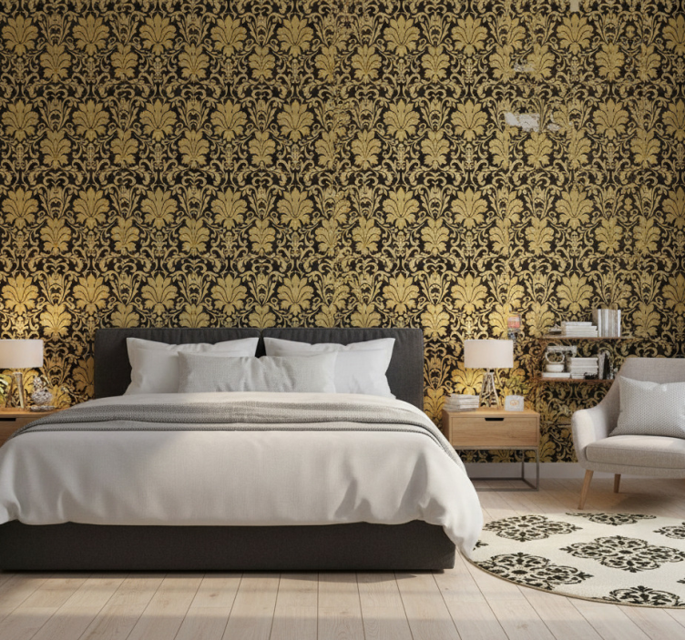 Papel de parede para quarto estilo damasco luxuoso - TenStickers