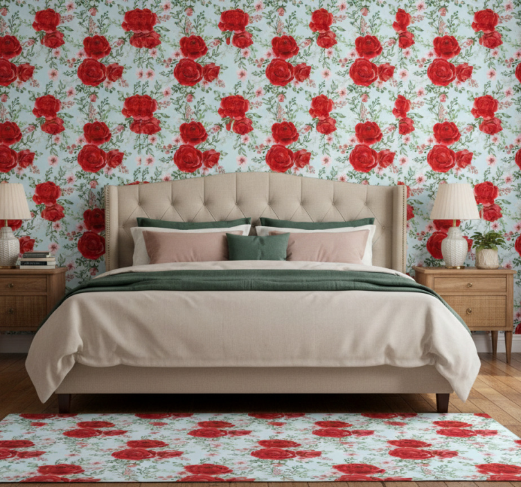 Papel de parede para quarto estilo flores grandmillenial - TenStickers