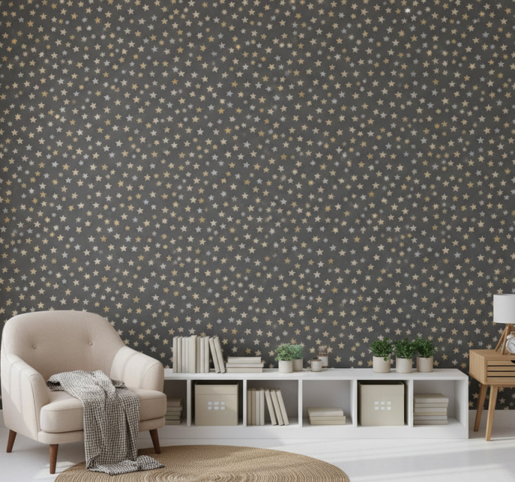 Papel de parede para quarto estrelas douradas kallax - TenStickers