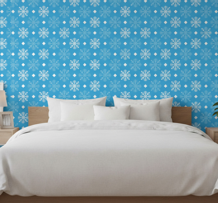 Papel de parede para quarto flocos de neve em tons azuis - TenStickers