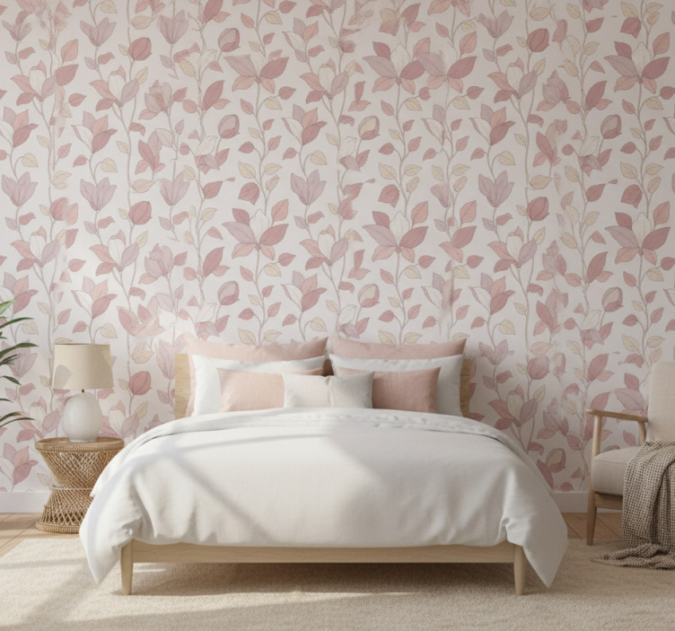 Papel de parede para quarto floral rosa - TenStickers