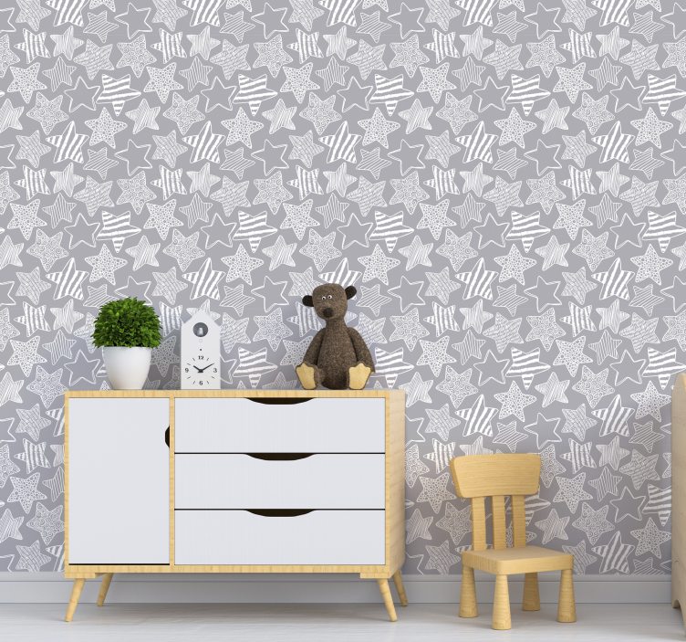 Papel de parede infantil estrela branca - TenStickers