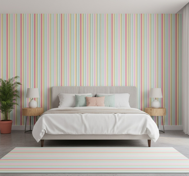 Papel de parede para quarto listrado pastel horizontal - TenStickers