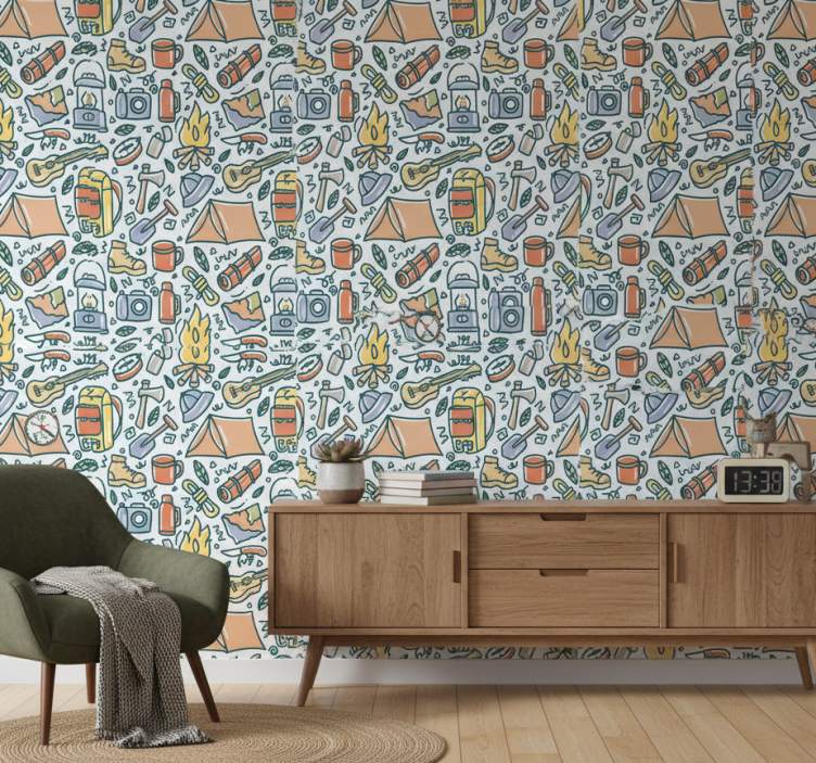 Papel de parede para quarto montanhas e acampamento - TenStickers