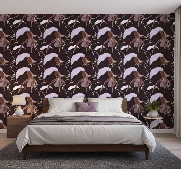Papel de parede para quarto orquídea roxa estilo africano - TenStickers