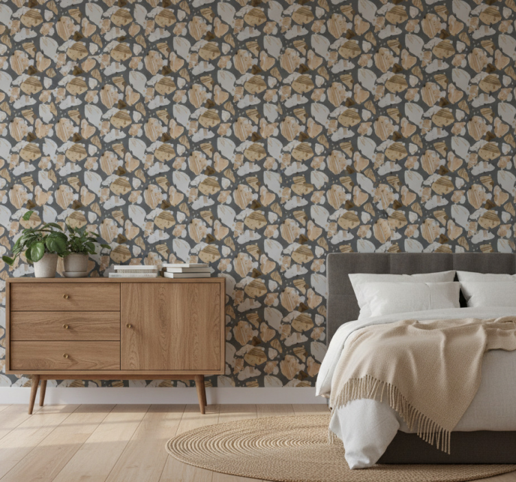Papel de parede para quarto padrão cimento terrazzo - TenStickers
