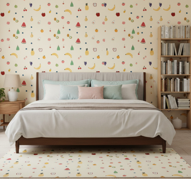 Papel de parede para quarto padrão de frutas coloridas - TenStickers