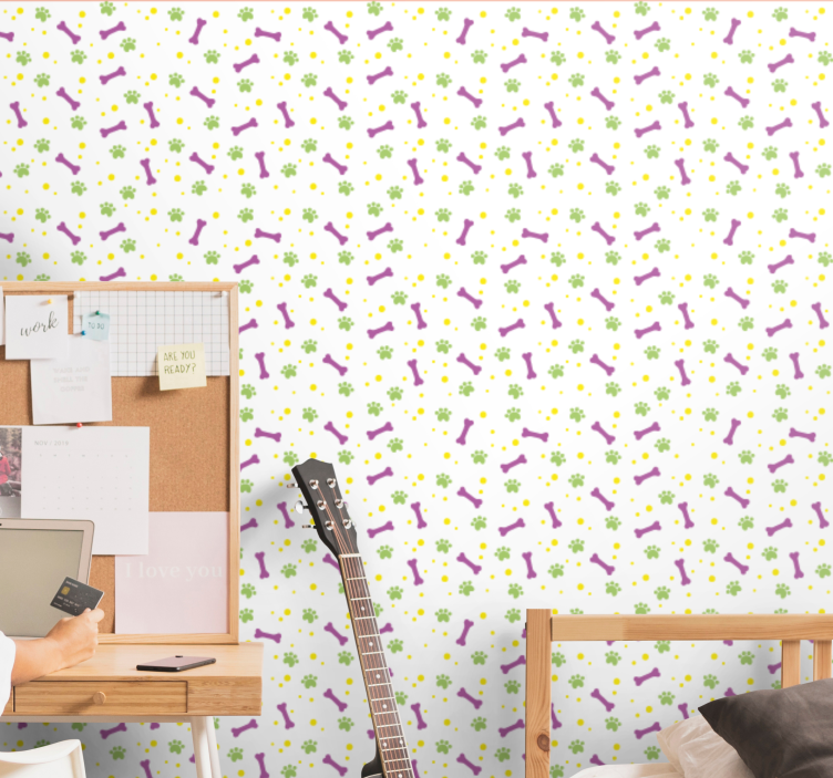 papel de parede para quarto padrão de instrumento floral - TenStickers