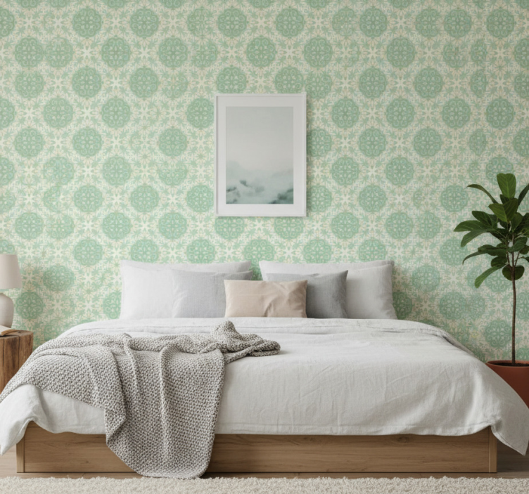 Papel de parede para quarto padrão floral verde nórdico - TenStickers