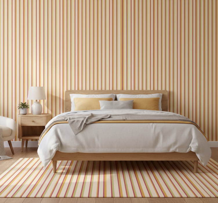 Papel de parede para quarto padrão listrado pastel retrô - TenStickers