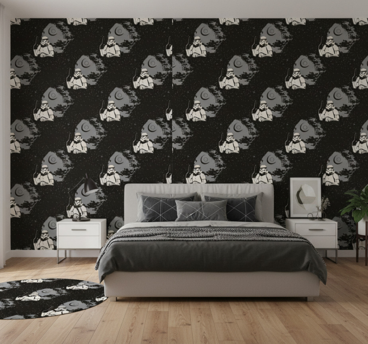 Papel de parede para quarto padrão típico de stormtrooper - TenStickers