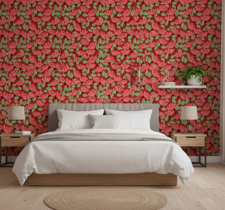 Papel de parede para quarto sobreposição floral gráfica - TenStickers