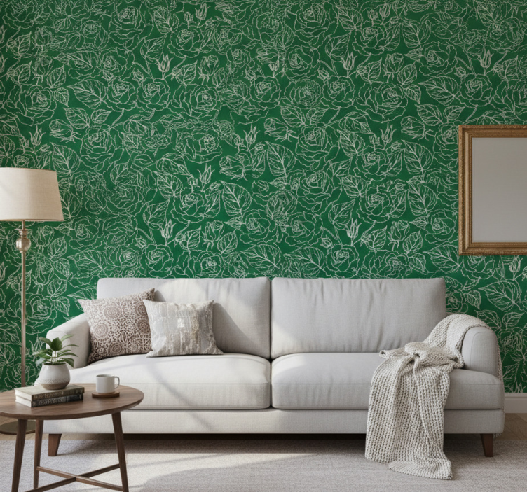 Papel de parede para sala arranjo botânico elegante - TenStickers