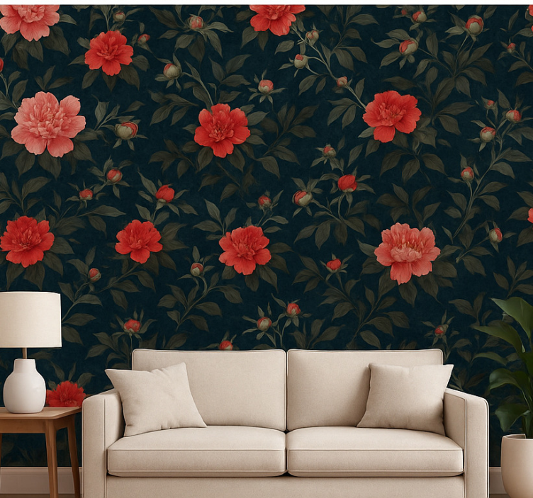 Papel de parede para sala botânica vintage escura - TenStickers