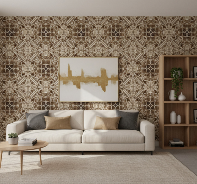 Papel de parede para sala calidoscópio de renda ornada - TenStickers