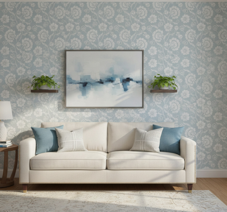 Papel de parede para sala com arranjo floral - TenStickers