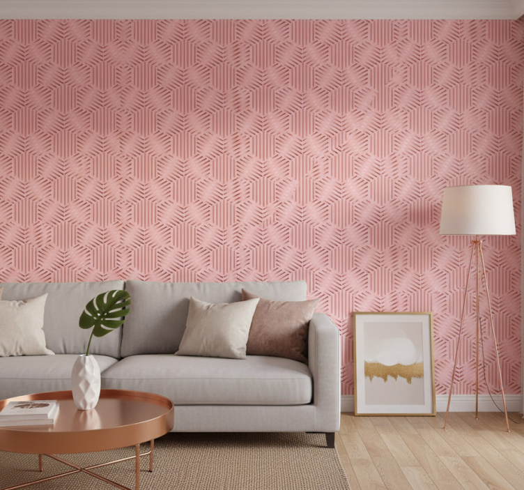 Papel de parede para sala com arranjo geométrico - TenStickers