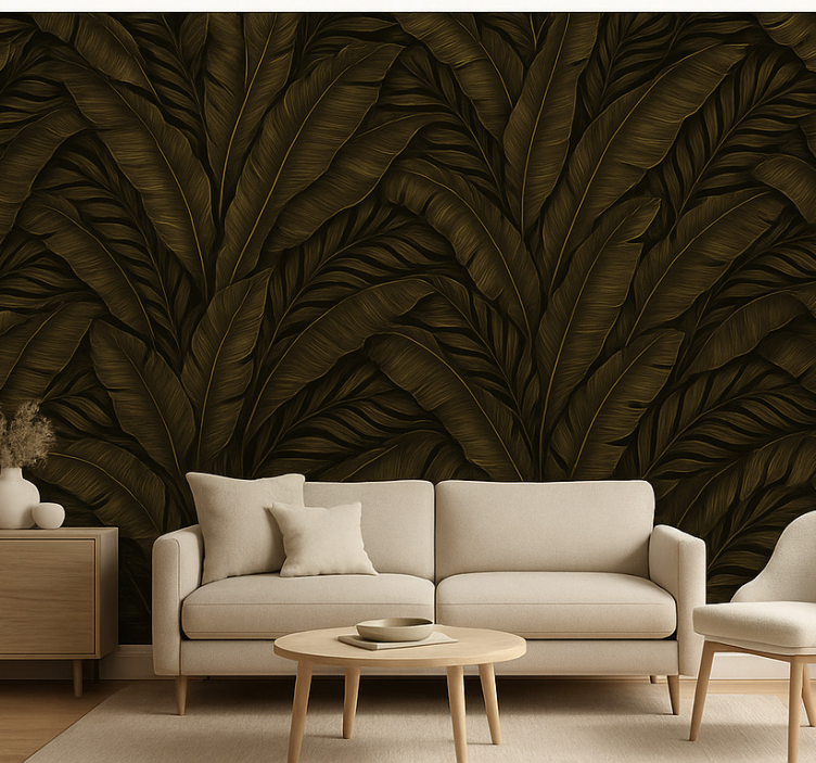 Papel de parede para sala com detalhes em dourado - TenStickers