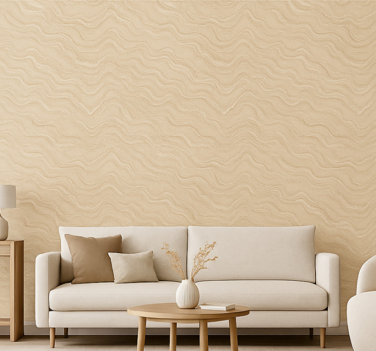 Papel de parede para sala com efeito mármore neutro - TenStickers