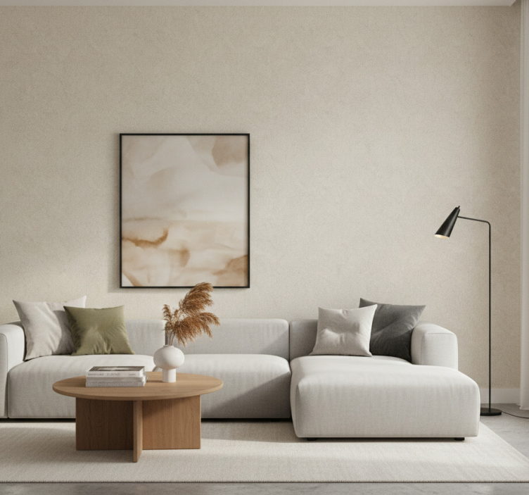 Papel de parede para sala com padrão de folhas texturizadas - TenStickers