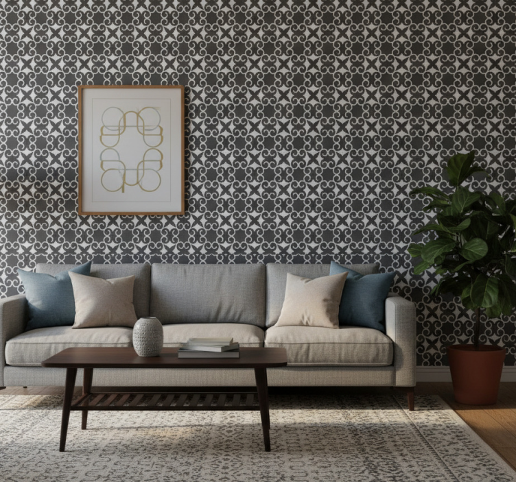 Papel de parede para sala com padrão elegante - TenStickers