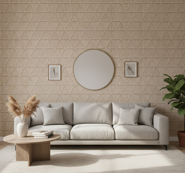 Papel de parede para sala com padrão geométrico - TenStickers
