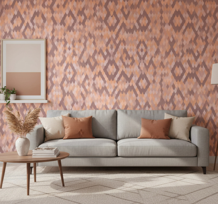 Papel de parede para sala com padrões de diamante geométrico - TenStickers
