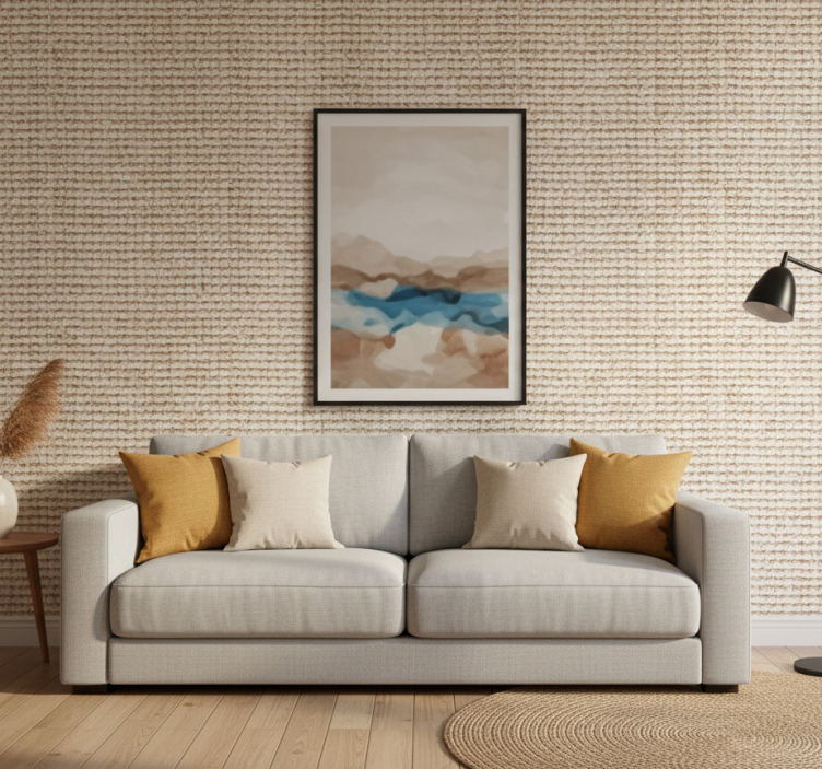 Papel de parede para sala com superfície de trama natural - TenStickers