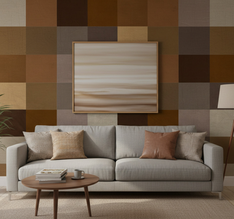 Papel de parede para sala com superfície em patchwork - TenStickers