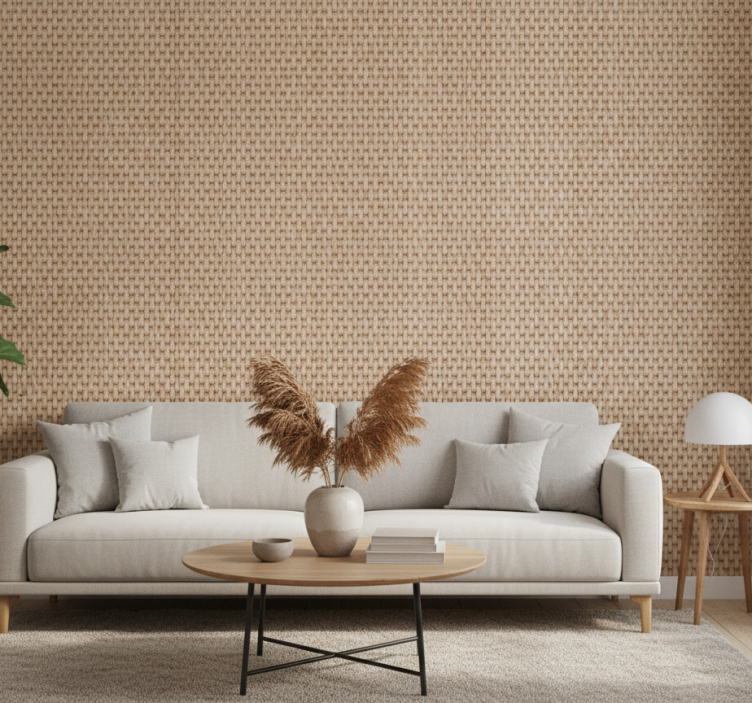 Papel de parede para sala com superfície texturizada tecido - TenStickers